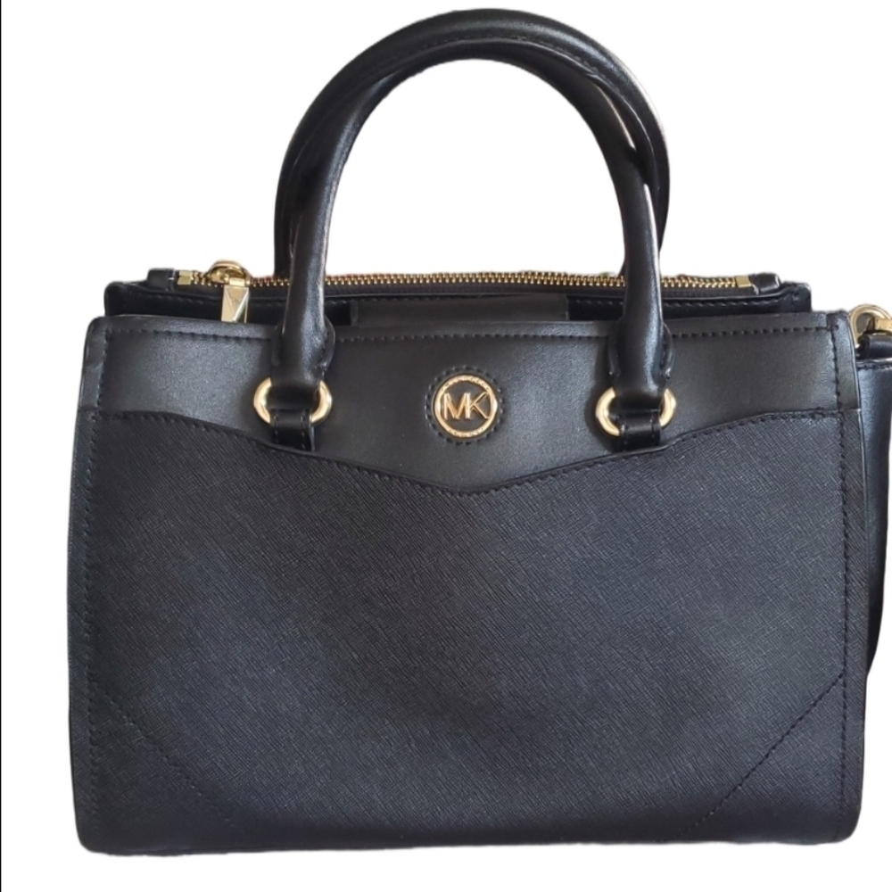 Michael Kors Black Sapphino Leather Handbag Shoulder Strap